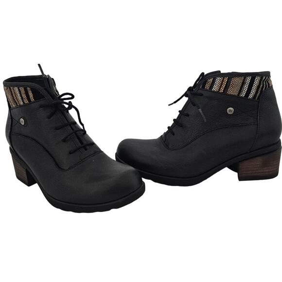 Wolky Black Leather Lace Up Stratton Ankle Boot sz 37 (US 6) $219 NWOB Casual - Picture 1 of 10
